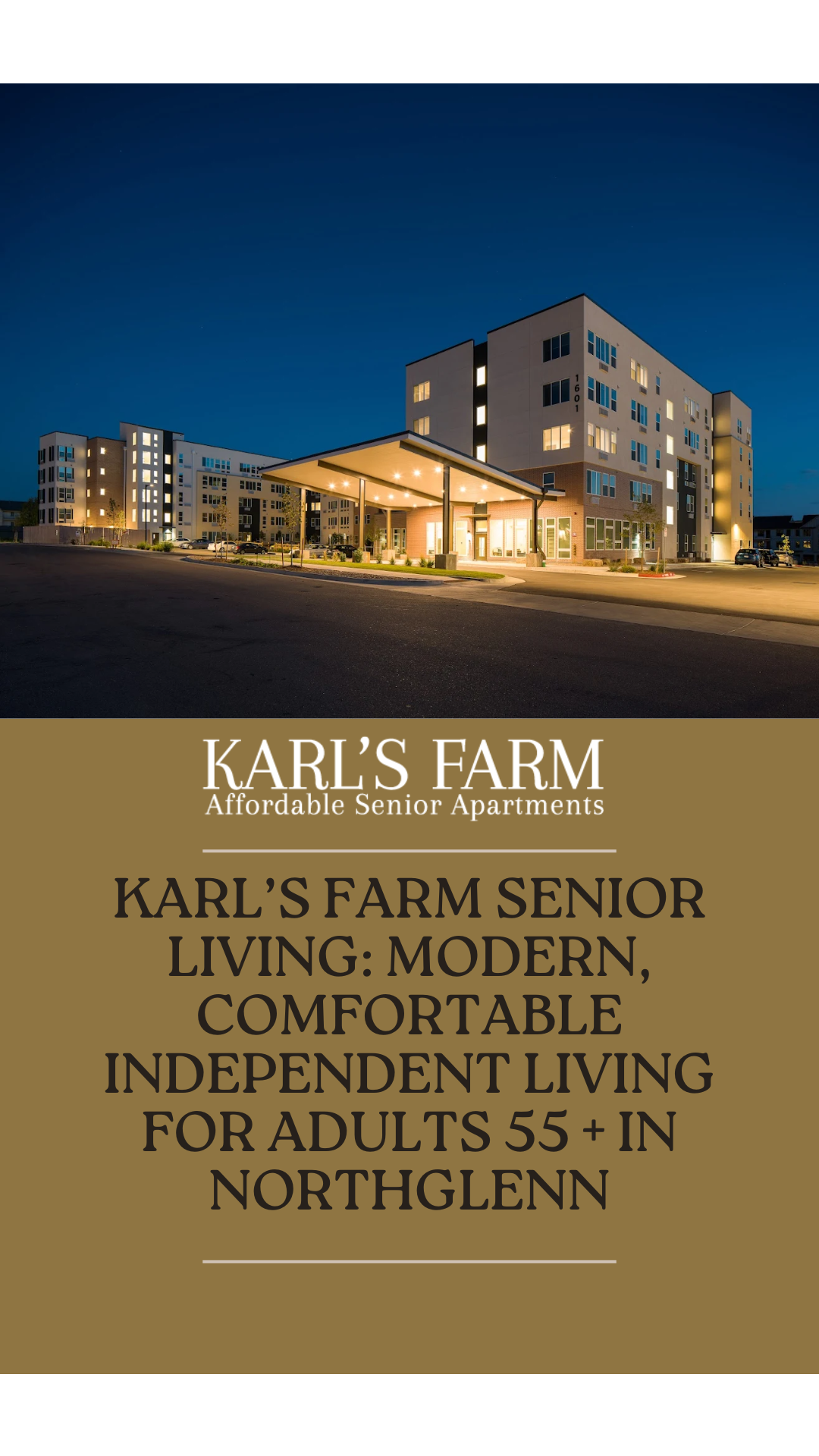 Karl’s Farm Senior Living: Modern, Comfortable Independent Living for Adults 55 + in Northglenn