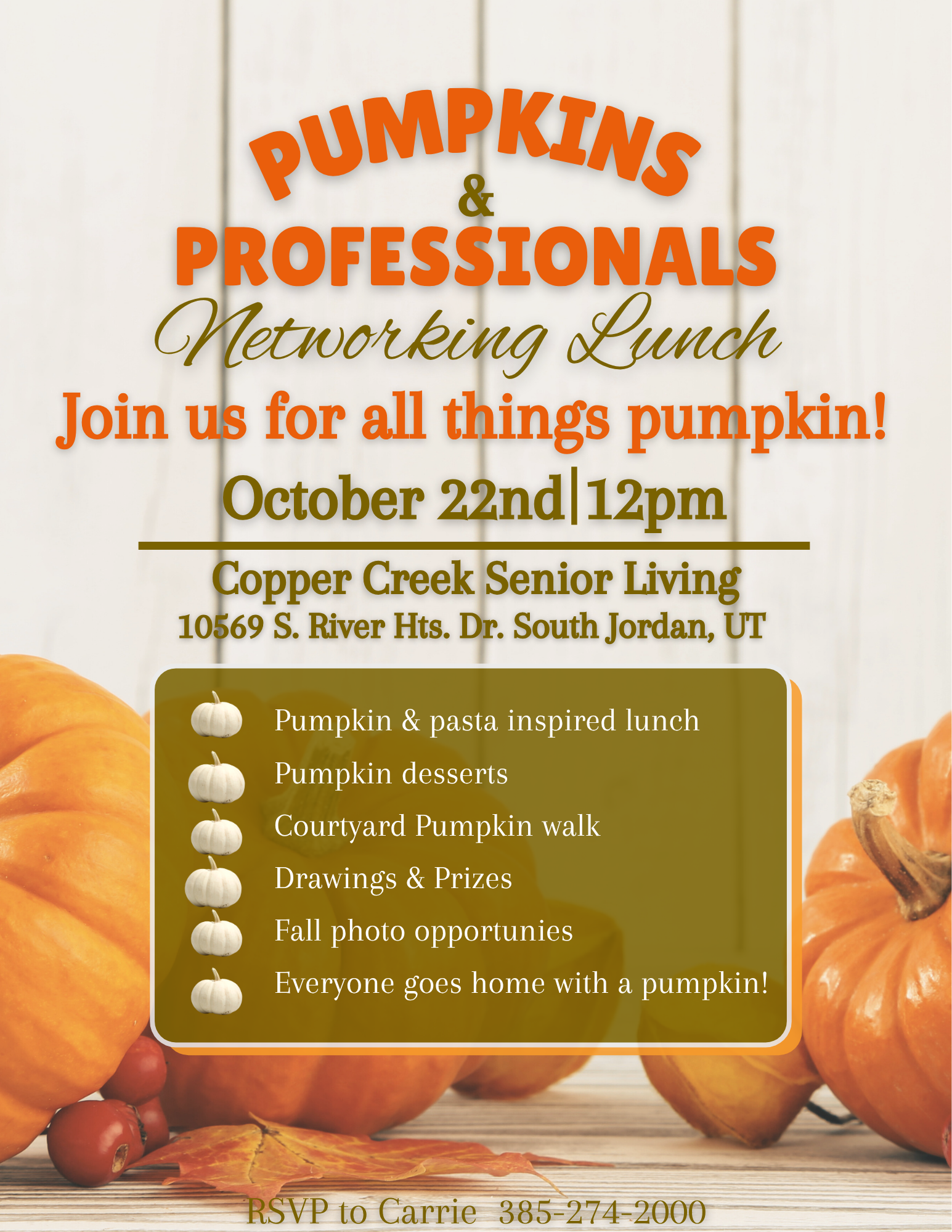 Copper Creek's Pumpkin & Professionals Networking Lunch